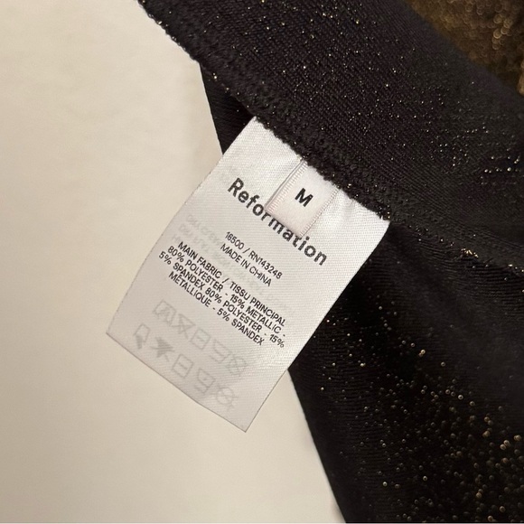 Reformation Zion Long Sleeve Midi Skirt Metallic Two Piece Set Size Medium - Picture 12 of 12